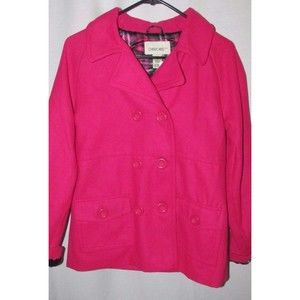 NWT Cherokee girls 14-16 hot pink poly wool winter pea coat Jacket